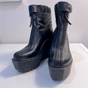 OPENING CEREMONY chunky platform tall wedge black leather boot